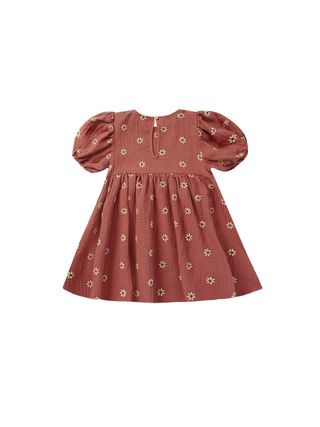 Phoebe Dress - Strawberry Embroidered Daisy