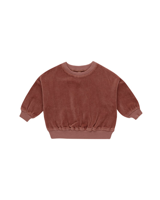 Velour Relaxed Sweatshirt - Cranberry