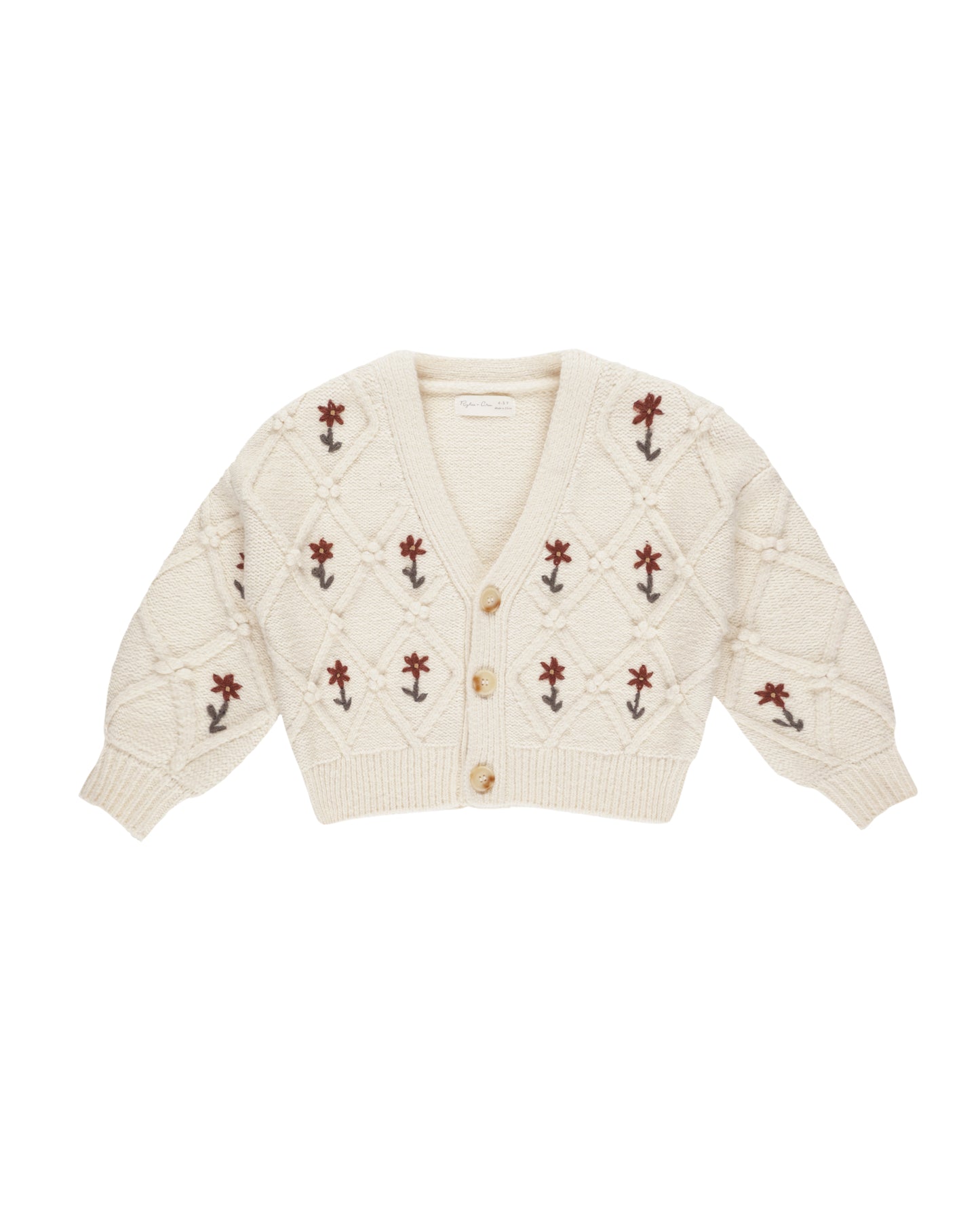 Boxy Toddler Cardigan - Winter Floral Embroidery