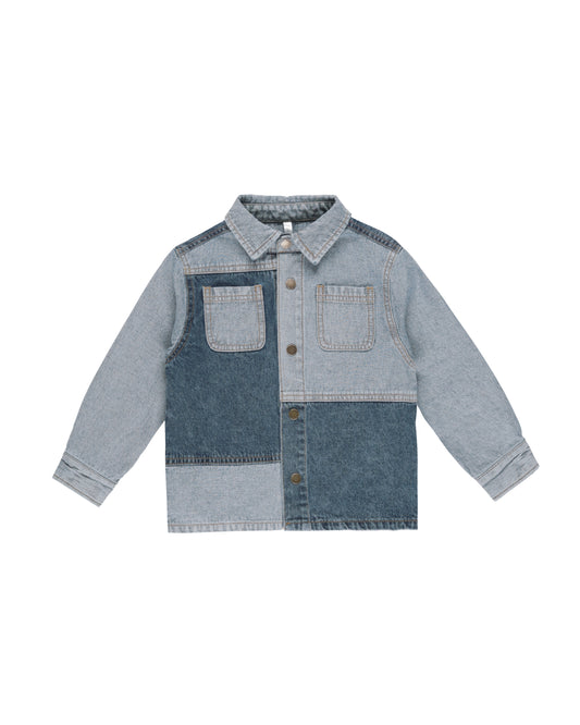 Patchwork Overshirt - Light Washed Denim