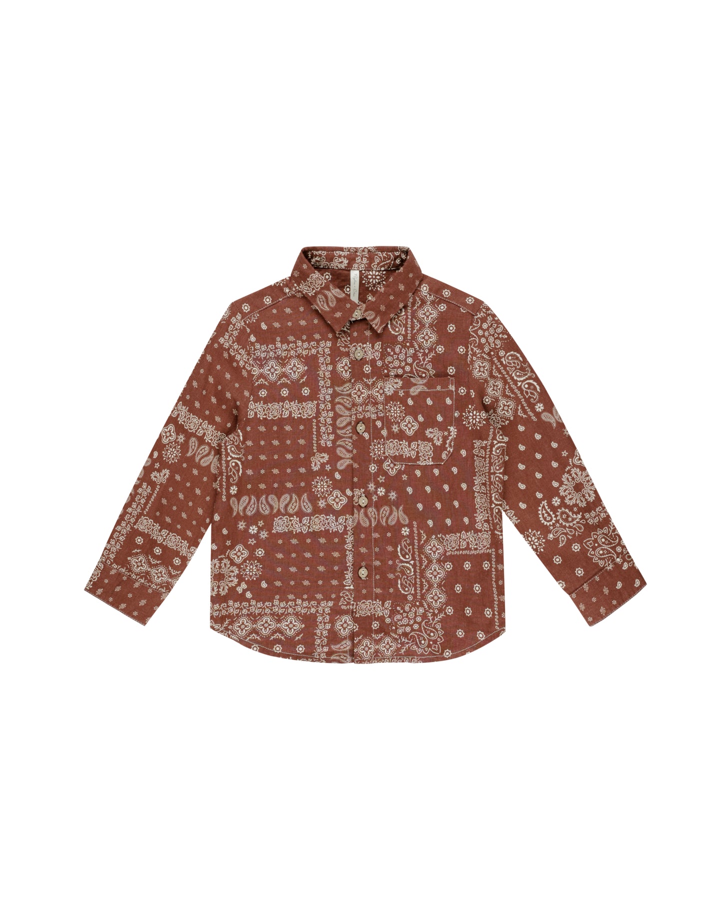 Collared Long Sleeve Shirt - Brick Bandana