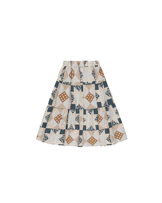 Tiered Midi Skirt - Patchwork