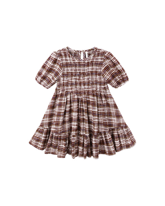 India Dress - Burgundy Plaid