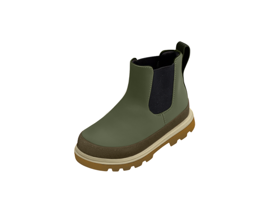 Kensington Chelsea Boot - Olivine Green + Mash Brown + Bone White