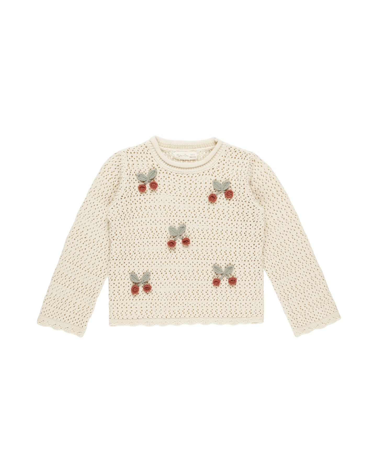 Crochet Knit Pullover - Cherries