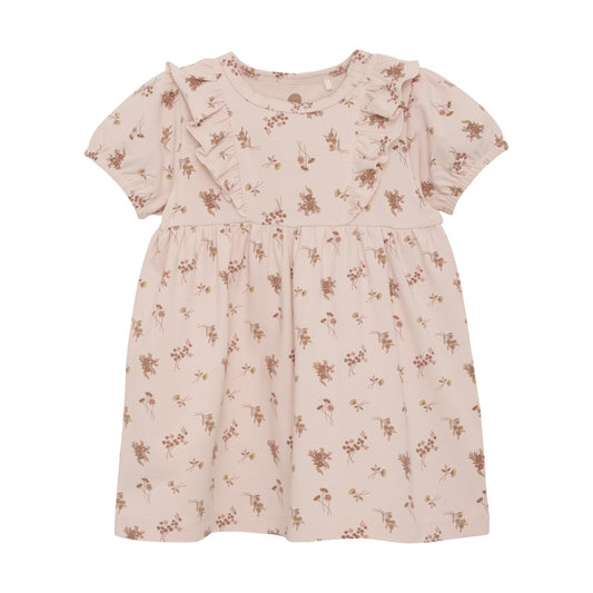 Short Sleeve Cotton Dress - Peach Floral