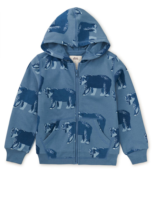 Good Sport Baby Hoodie - Bushy Bear in Coronet Blue