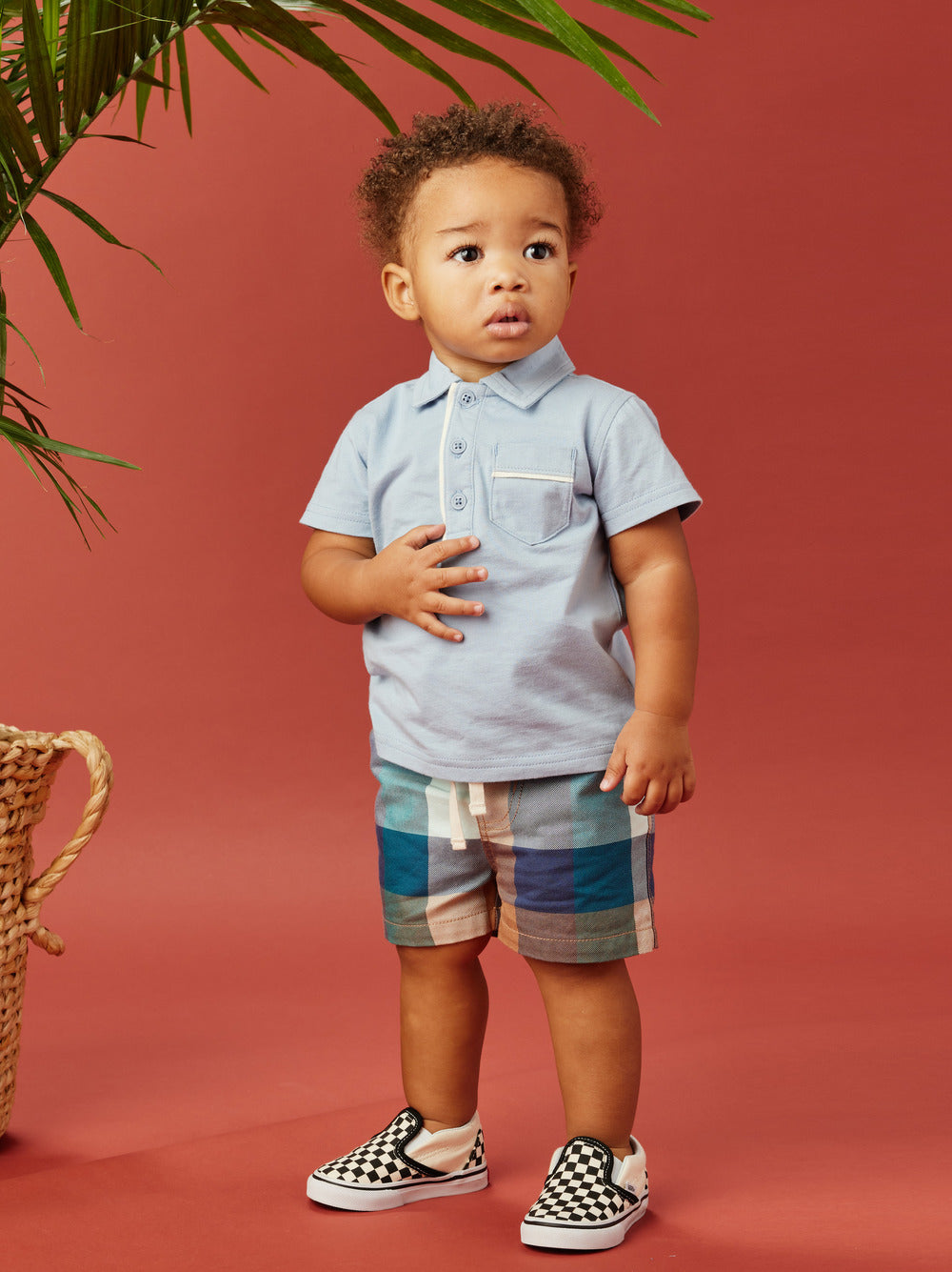 Seaside Plaid Baby Discovery Shorts