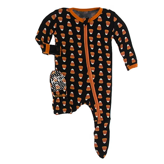 Footie with Zipper - Midnight Candy Corn
