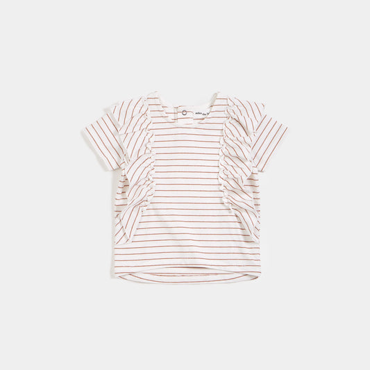 Sandstone Dobby Striped Ruffle Baby T-Shirt