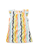 Ruffle Shoulder Baby Dress - Rainbow Wave