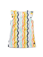 Ruffle Shoulder Baby Dress - Rainbow Wave
