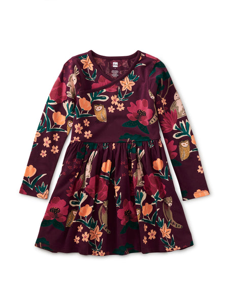 Long Sleeve Wrap Dress - Forest Floral