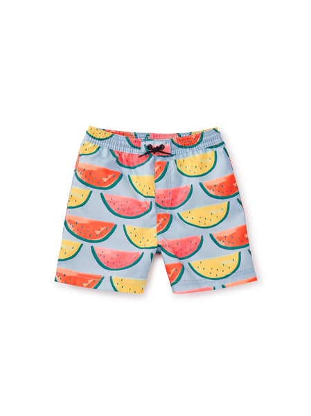 Mid-Length Swim Trunks - Painted Watermelons