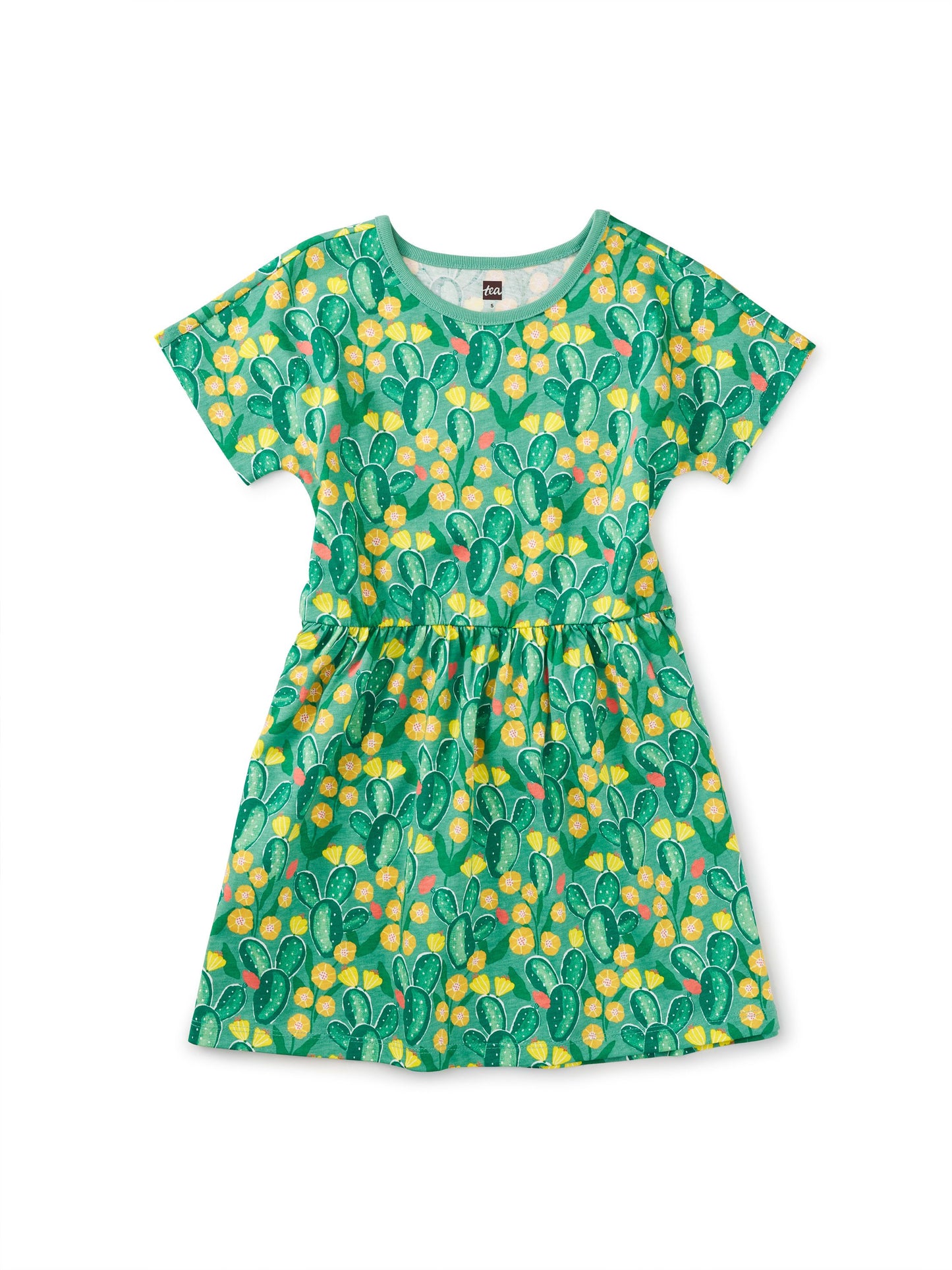 Short Sleeve Twirl Dress - Cactus Floral