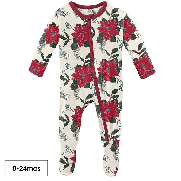 Footie with Zipper - Christmas Floral