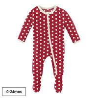 Footie with Zipper - Candy Apple Polka Dots