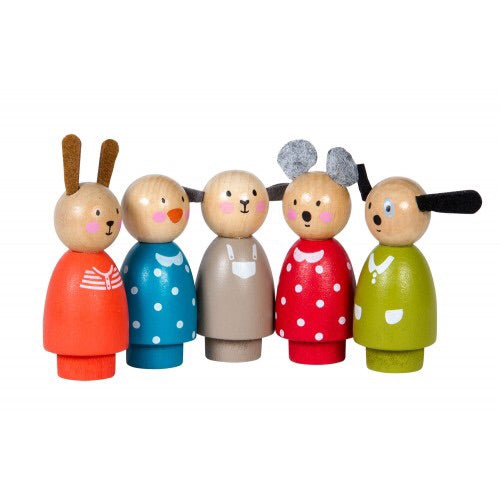 La Grande Famille - Wooden Characters Set of 5, Toy, Moulin Roty - Purr Petite