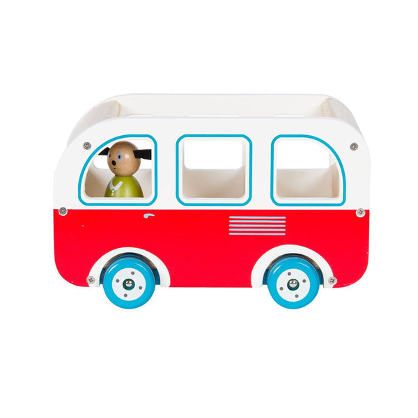 Grande Famille - Wood Bus w Character, Toy, Moulin Roty - Purr Petite