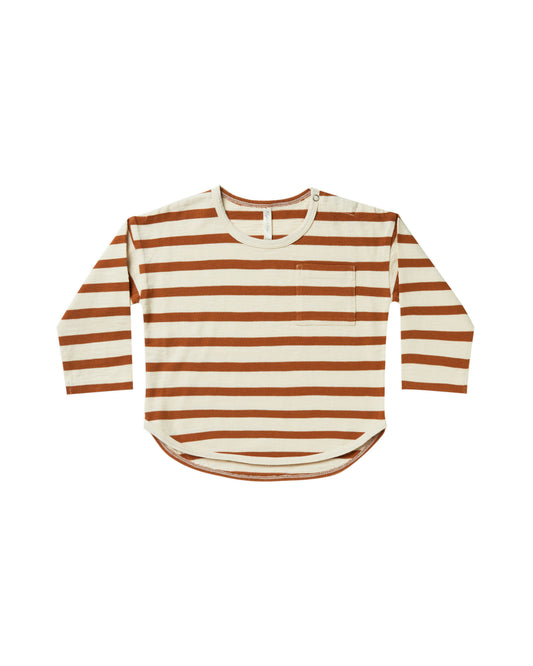 Long Sleeve Baby Tee - Rust Stripe